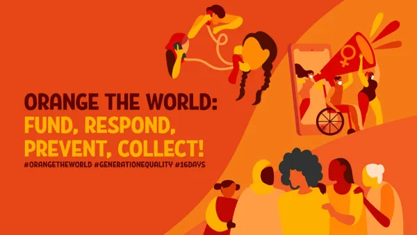 La fontana si illumina di arancione per le donne